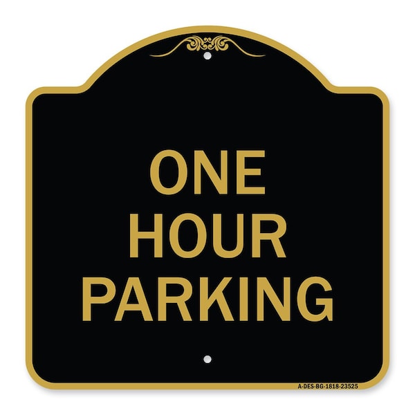 Signmission Designer Series Sign-One Hour Parking, Black & Gold Aluminum Sign, 18" x 18", BG-1818-23525 A-DES-BG-1818-23525 - main